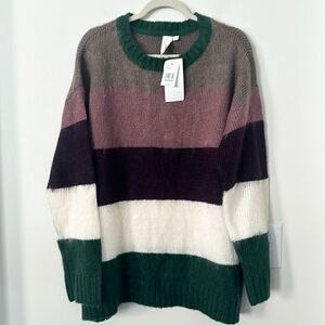 ADY P Striped Crewneck Relaxed Fit Sweater L